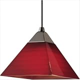 Illuma-Flex Mini-Pendant Pyramid in Brushed Nickel with Red Glass