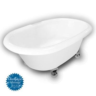 American Bath Factory B1-3720-WW-NH-M2-35-CH-C1-CD Duchess Double Ended Clawfoot Bathtub in White, C