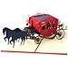 Horse Carriage 3D Pop- up Greeting Card By Chinese Paper-Cut Art 10x15cm