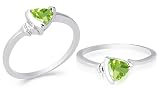 Trillion Cut Peridot Ring Sterling Silver Size 9