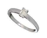 18ct White Gold 0.33ct Emerald Cut Certified Diamond Solitare Ring