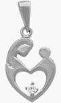 10K White Gold White Topaz Mother & Child Pendant with chain