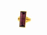 Long Emerald Cut Pink Tourmaline Ring by Gurhan