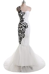 One Shoulder Natural   Waistline Tulle Lace Mermaid Wedding Dress 