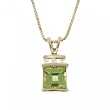 New Green Princess Shape Peridot Diamond Yellow Gold 10K Pendant