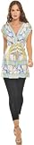 Olian Short Sleeve Floral Top - White/Blue/Yellow-Medium