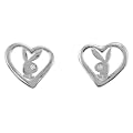 Sterling Silver Playboy Heart Earrings Bunny Logo Rabbit Head Design Authentic Licensed Jewelry SPBE2088