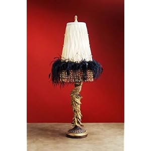 Gorgeous Thin Peacock Table Lamp with Feathers