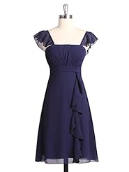 A-line Asymmetric Pleated Lace Short Natural   Waistline Flutter Chiffon Bridesmaid Dress/Mini Dress 