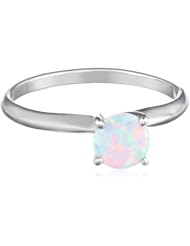 10k Gold 6mm Round Created Opal Gemstone Solitaire Ring (1/3 ct)