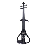 Cecilio CEVN-4BK 4/4 Full Size Electric Silent Violin w/ Solidwood Ebony Fitted in Black Metallic