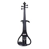 Cecilio 4/4CEVN-4BK Solid Wood Black Metallic Electric/Silent Violin with Ebony Fittings in Style 4 (Full Size)