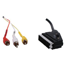 1.5m Scart to Triple RCA Cable - High Quality / Nickel Plated / Audio / Video / AV / Fully Wired Scart / 21-pin / 3xRCA / 3RCA