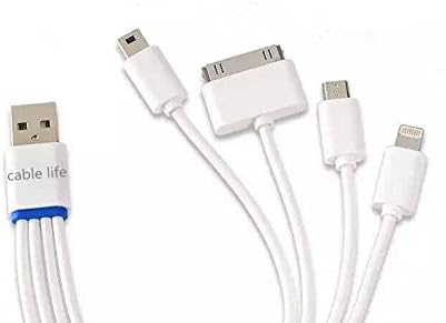 cable life Charging Cable 4 in 1 cable TXLOVE Multifunctional Universal USB Charger Cable for Iphone, Ipad, Samsung Galaxy, HTC, Power Bank&amp;External Battery Portable Charger, Android Smartphone -22cm