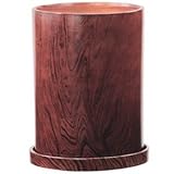 インテリアポット(植木鉢/プランター) ウッディ シリンダー型/21cm 穴有/受皿付 ブラウン 〔ガーデニング用品/園芸〕