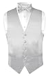 Biagio Men's Solid Silver Grey BAMBOO SILK Dress Vest Bow Tie Set for Suit or Tuxedo
