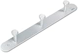 Safco 4201 Nail Head Wall Coat Rack, Three Hooks, Metal, Satin Aluminum