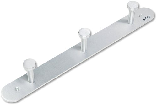 Safco 4201 Nail Head Wall Coat Rack - Three Hooks - Metal - Satin Aluminum