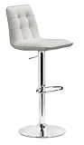Zuo Modern Furniture Design Oxygen Barstool White Leatherette 301351