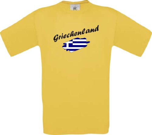 Shirtinstyle Kinder-Shirt WM Ländershirt Griechenland diverse Farben, Farbe gelb, Größe 104