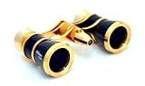 Finissimo Optics 3x25 Black Opera Glasses with Red Reading LED Flashlight / Theater Binoculars / with Gold Trim