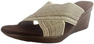 Charleston Shoe Co. Womens Snake Metallic Lower Bay Elastic Wedge Sandal Size 9