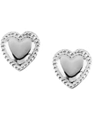 14K White Gold Childrens Heart Earrings