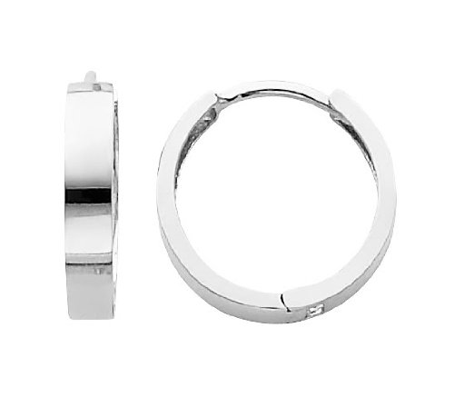 Sales 14K White Gold 3mm Thickness Round Polished Hoop Huggies Earrings (0.6