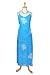 LONG BLUE HIBISCUS SUMMER DRESS