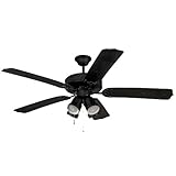 Yosemite Home Decor Sharon-BL 52 inch Ceiling Fan with Light Kit Rated for Wet Locations, Black