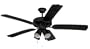 Yosemite Home Decor Sharon-BL 52-Inch Ceiling Fan with Light Kit Rated for Wet Locations, Black