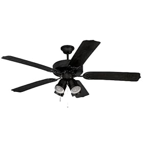 Yosemite Home Decor Sharon-BL 52-Inch Ceiling Fan with Light Kit Rated for Wet Locations, Black