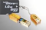 BlueProton Bundle: Sandisk 1GB ULTRA II MicroSD (SDSDQU-1024-A10M) & USB 2.0 Card Reader Writer (Translucent)
