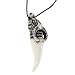 Resin Imitation Bone Pendant Ox Head- Adjustable Cord - 70mm x 16mm