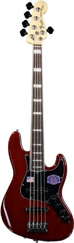 Fender American Deluxe Jazz Bass® V (Five String), Wine Transparent, Rosewood Fretboard