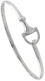 Sterling Silver 1/2" (13mm) Hunt Dee Snaffle Bit, 7 1/2" Bangle Bracelet