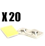 Gembird 20 x Self Adhesive Base For Cable Ties 30mm x 30mm Natural Electronics