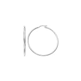 14k White Gold Round Hoop Earrings