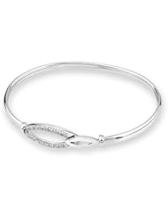 18K White Gold Infinity Open Leaf Paved Diamond Accents Bangle Bracelet (0.47 cttw, G-H Color, VS2-SI1 Clarity)