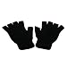 BLACK UNISEX WARM HALF FINGER STRETCHY KNIT GLOVES