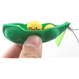HI-BOOM Extrusion Squeeze-a-Bean Soybean Stress Relieving Playful Charms Keychain for Mobile Keys (Random Color)