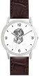 DACHSHUND SH DOG (MS) - WATCHBUDDY&reg; DELUXE SILVER TONE WATCH - Brown Strap - Small Size (Standard Women's Size)