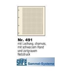 10 x SAFE 491 BLANKOBL�TTER Compact DIN A4 - CHAMOISFARBENE MIT LOCHUNG & SCHWARZEM RAND & ZARTGRAUEM NETZDRUCK- 240 x 305 mm - F�R ALLE SAFE Compact RINGBINDER A4 - 480 - 481 - 4880 - 5100 - 5440 ----- Ideal zum Selbstgestalten der Briefmarken Sammlung & Fotoalben