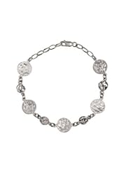 Jewelplus Textured Disc Fashion Bracelet Sterling Silver Bracelet