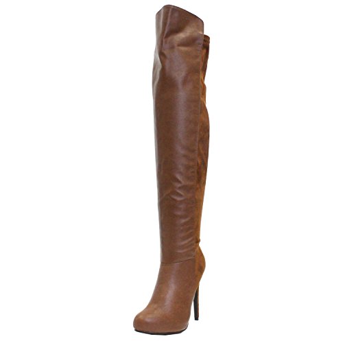 Breckelles Pamela-13 Over The Knee Thigh High Stiletto High Heel Platform Boots