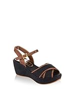 Pembe Potin Sandalias de cuña (Negro)