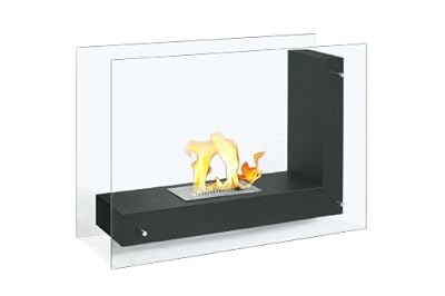 Ignis Vitrum L Black Freestanding Ventless Ethanol Fireplace