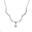 Necklace With Precious Stones - Genuine Aquamarine and Clean Diamonds Made in White Gold Length 17in