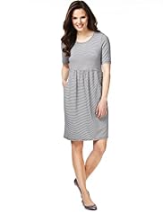 Scoop Neck Striped Pocket Dress