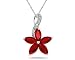 Ruby and Diamond Flower Pendant in White Gold